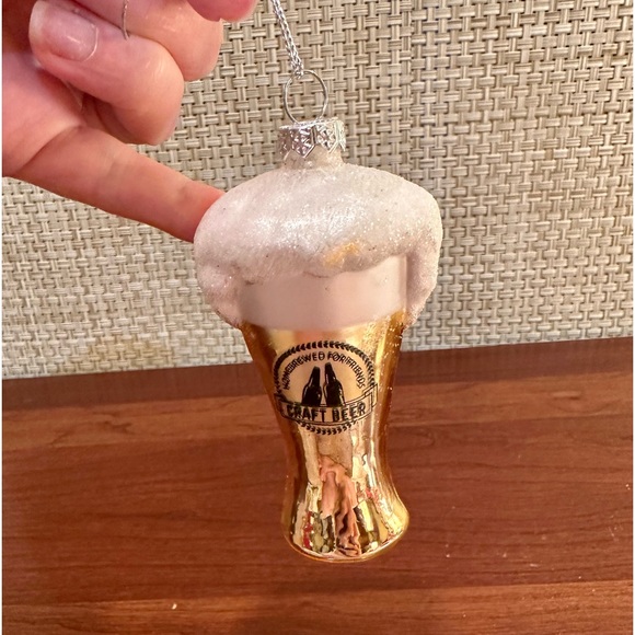 🎄🌟HP🌟Set of 3 Christmas Blown Glass Craft Beer Ornaments Painted Glitter - Picture 7 of 8